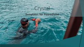  Presentation with trains - Presentation design having triathlete-in-a-professional-swimming background and a light blue colored foreground