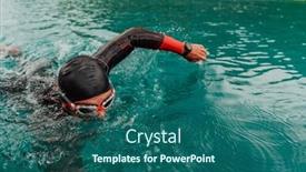  Presentation with trains - Slides enhanced with triathlete-in-a-professional-swimming background and a ocean colored foreground