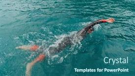  Presentation with trains - PPT theme enhanced with triathlete-in-a-professional-swimming background and a ocean colored foreground
