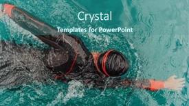  Presentation with trains - Presentation design consisting of triathlete-in-a-professional-swimming background and a ocean colored foreground