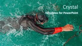  Presentation with trains - Presentation enhanced with triathlete-in-a-professional-swimming background and a ocean colored foreground