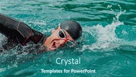  Presentation with olympic - PPT theme having triathlete-in-a-professional-swimming background and a ocean colored foreground