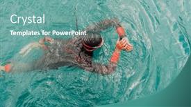  Presentation with olympic - Theme enhanced with triathlete-in-a-professional-swimming background and a seafoam green colored foreground