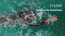  Presentation with trains - Presentation having triathlete-in-a-professional-swimming background and a ocean colored foreground