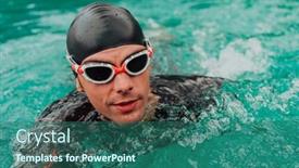  Presentation with trains - Slides with triathlete-in-a-professional-swimming background and a ocean colored foreground