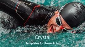  Presentation with olympic - Slide set consisting of triathlete-in-a-professional-swimming background and a ocean colored foreground