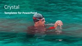  Presentation with olympic - Theme featuring triathlete-in-a-professional-swimming background and a ocean colored foreground