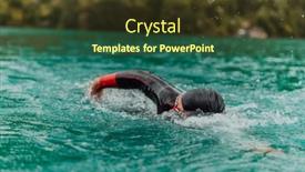  Presentation with trains - Presentation theme having triathlete-in-a-professional-swimming background and a tawny brown colored foreground