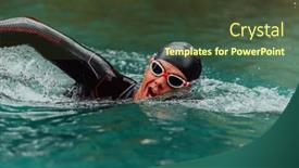  Presentation with trains - Presentation theme having triathlete-in-a-professional-swimming background and a tawny brown colored foreground