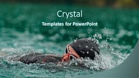  Presentation with trains - Presentation theme enhanced with triathlete-in-a-professional-swimming background and a ocean colored foreground