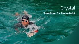  Presentation with olympic - Presentation theme having triathlete-in-a-professional-swimming background and a ocean colored foreground
