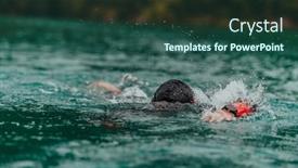  Presentation with olympic - Slide set with triathlete-in-a-professional-swimming background and a ocean colored foreground