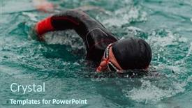  Presentation with olympic - PPT layouts featuring triathlete-in-a-professional-swimming background and a ocean colored foreground