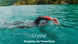  Presentation with olympic - PPT theme consisting of triathlete-in-a-professional-swimming background and a ocean colored foreground