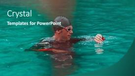  Presentation with olympic - PPT layouts having triathlete-in-a-professional-swimming background and a ocean colored foreground