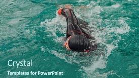  Presentation with trains - Presentation theme enhanced with triathlete-in-a-professional-swimming background and a ocean colored foreground