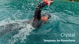  Presentation with trains - Slides featuring triathlete-in-a-professional-swimming background and a ocean colored foreground