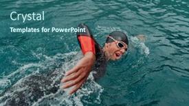  Presentation with olympic - PPT layouts having triathlete-in-a-professional-swimming background and a ocean colored foreground