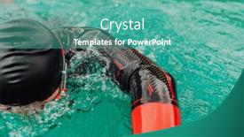  Presentation with olympic - Presentation theme with triathlete-in-a-professional-swimming background and a teal colored foreground