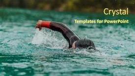  Presentation with trains - Presentation theme consisting of triathlete-in-a-professional-swimming background and a tawny brown colored foreground