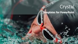  Presentation with olympic - Presentation design with triathlete-in-a-professional-swimming background and a gray colored foreground