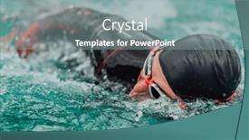  Presentation with trains - Slide deck featuring triathlete-in-a-professional-swimming background and a mint green colored foreground