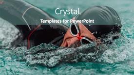  Presentation with olympic - Slide set having triathlete-in-a-professional-swimming background and a seafoam green colored foreground