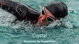  Presentation with trains - PPT layouts enhanced with triathlete-in-a-professional-swimming background and a ocean colored foreground