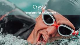  Presentation with trains - PPT theme with triathlete-in-a-professional-swimming background and a seafoam green colored foreground