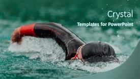 Presentation with olympic - Presentation theme featuring triathlete-in-a-professional-swimming background and a ocean colored foreground