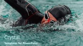  Presentation with olympic - PPT theme consisting of triathlete-in-a-professional-swimming background and a ocean colored foreground