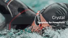  Presentation with olympic - Presentation theme having triathlete-in-a-professional-swimming background and a dark gray colored foreground