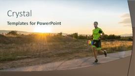  Presentation with gear - PPT layouts with triathlete-in-professional-gear-running background and a sky blue colored foreground