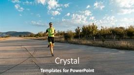  Presentation with gear - Presentation theme having triathlete-in-professional-gear-running background and a gray colored foreground