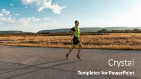  Presentation with gear - PPT theme enhanced with triathlete-in-professional-gear-running background and a gray colored foreground
