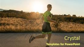  Presentation with gear - PPT theme consisting of triathlete-in-professional-gear-running background and a tawny brown colored foreground
