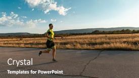  Presentation with gear - Presentation design with triathlete-in-professional-gear-running background and a dark gray colored foreground