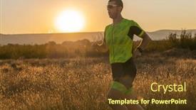  Presentation with gear - PPT layouts enhanced with triathlete-in-professional-gear-running background and a tawny brown colored foreground