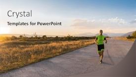  Presentation with gear - Theme having triathlete-in-professional-gear-running background and a light blue colored foreground