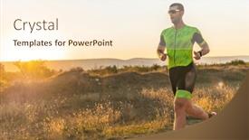  Presentation with gear - Slide deck enhanced with triathlete-in-professional-gear-running background and a cream colored foreground
