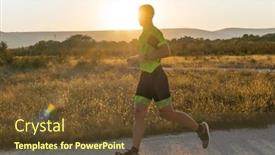  Presentation with gear - PPT theme having triathlete-in-professional-gear-running background and a tawny brown colored foreground