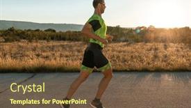  Presentation with gear - Slide set featuring triathlete-in-professional-gear-running background and a tawny brown colored foreground