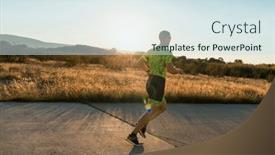  Presentation with gear - PPT layouts consisting of triathlete-in-professional-gear-running background and a sky blue colored foreground