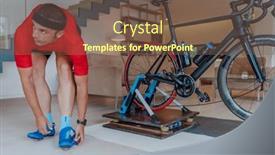  Presentation with corona - Slide set having triathlete-putting-on-his-sneakers background and a  colored foreground