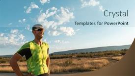  Presentation with marathon - Theme featuring triathlete-resting-after-a-hard background and a light blue colored foreground