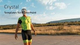  Presentation with marathon - Slide deck featuring triathlete-resting-after-a-hard background and a light blue colored foreground