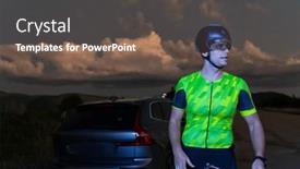  Presentation with road bike - Presentation theme consisting of triathlete-resting-on-the-road background and a tawny brown colored foreground