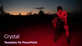  Presentation with road bike - PPT theme consisting of triathlete-resting-on-the-road background and a wine colored foreground