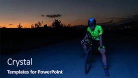  Presentation with complete - Presentation theme enhanced with triathlete-resting-on-the-road background and a navy blue colored foreground