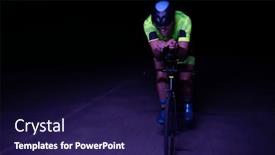  Presentation with rides - Presentation theme having triathlete-rides-his-bike background and a navy blue colored foreground